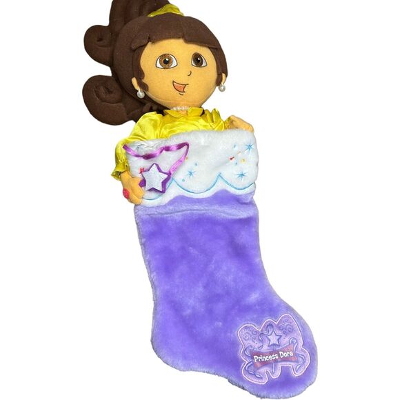 Kurt Adler Princess Dora Explorer Purple Christmas Stocking Holiday 2004 Plush - Picture 12 of 16
